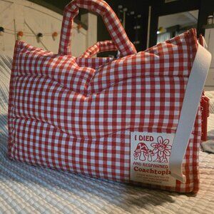 Coachtopia Loop Tote In Recycled Polyester With Gingham Pattern